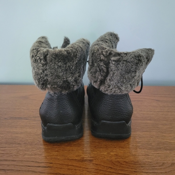 Blondo Black Brown Leather & Wool Boots Lace-up Waterproof Women 10W - Picture 5 of 8